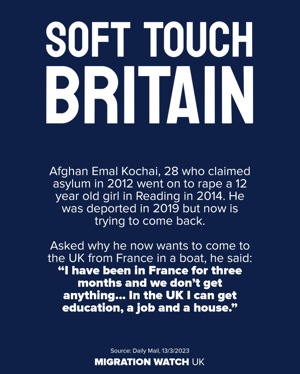 MigrationWatch's tweet photo. So it isn’t asylum that he wants but access to a roof and welfare...? 🧐

If we weren’t such a soft touch perhaps he wouldn’t want to come here. It’s a leaf out of the French book we should be taking. https://t.co/RyUM7DbOTS