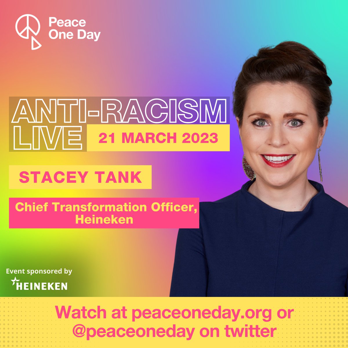 Peace One Day (@peaceoneday) on Twitter photo Peace One Day is pleased to announce that Stacey Tank will be joining us for Anti-Racism Live 21 March 2023. Follow our social media for announcements, and visit peaceoneday.org or <a href="/PeaceOneDay/">Peace One Day</a> on Twitter to watch the broadcast and register for more info. Peace One Day is pleased to announce that Stacey Tank will be joining us for Anti-Racism Live 21 March 2023. Follow our social media for announcements, and visit peaceoneday.org or <a href="/PeaceOneDay/">Peace One Day</a> on Twitter to watch the broadcast and register for more info.