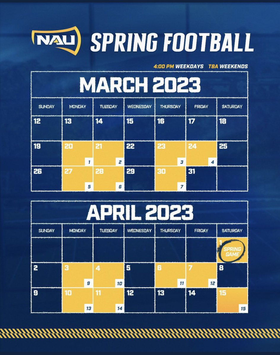 Coach Hoff (@coach_hoff_) on Twitter photo Back on the field in 1️⃣ week‼️
All visitors welcome!
Email me at Kyle.Hofmann@nau.edu
#CHOP | #RaiseTheFlag Back on the field in 1️⃣ week‼️
All visitors welcome!
Email me at Kyle.Hofmann@nau.edu
#CHOP | #RaiseTheFlag