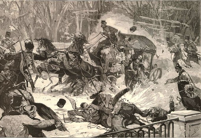 TammiMinoski's tweet photo. #OTD 1881: Csar #AlexanderII was killed by two bombs thrown by the revolutionary group #NarodnayaVolya (Peoples Will) as he was traveling by carriage to the Winter Palace. The assassination triggered major suppression of civil liberties in Russia. #RussianHistory https://t.co/3BCHW1k61b