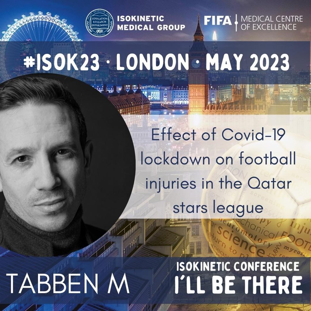 Will you be at @footballmed Isokinetic 2023 conference, London, 27-29 May 2023? Come to discover the effect of Covid lockdown on football injuries isokineticconference.com @DrTabben @RoaldBahr @baharianam @PdHooghe