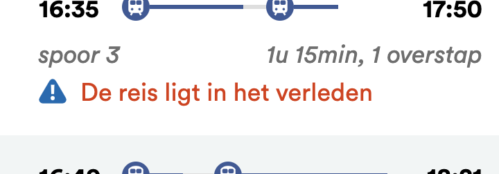 Een vleugje poëzie in de NMBS-app.
De reis ligt in het verleden.