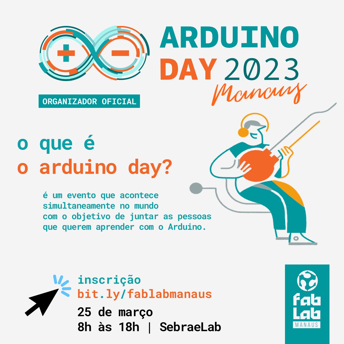 Um evento para todos, desde quem não sabe nada até para quem já faz seus projetos e quer interagir com a comunidade maker. 
Venha fazer parte desse dia de encontro e conhecimento!
Faça sua inscrição em: bit.ly/fablabmanaus