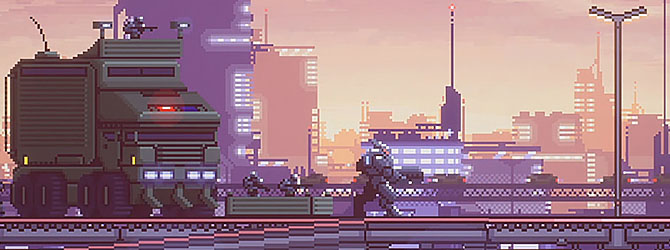 TrueGamer_de's tweet photo. Ihr habt Lust auf ein pixeliges Ballerspiel mit Cyberpunk-Setting? Dann könnte #TitaniumHound genau das Richtige für euch sein: https://t.co/bL8BRscqMd https://t.co/CovtFfNxlA