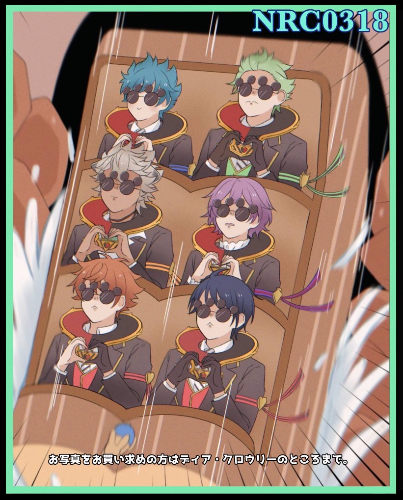 multiple boys green hair purple hair blue hair gloves sunglasses heart  illustration images