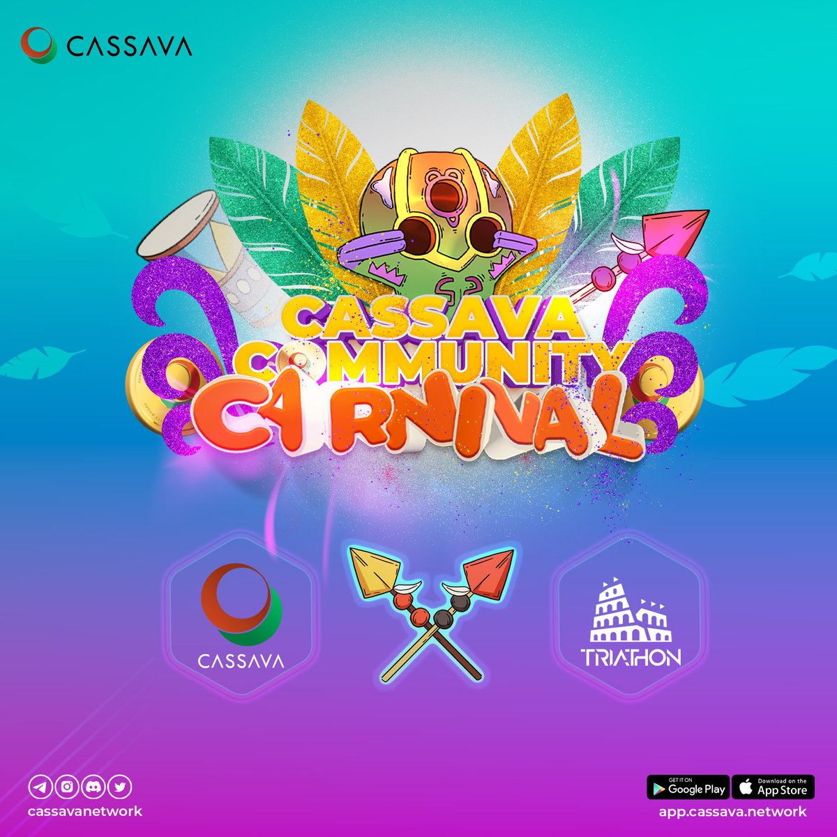 🎉We are honoured to become the <a href="/CassavaNetwork/">CassavaNetwork</a>  V3 early partners and join the  #CassavaCommunityCarnival!

🎁 $1,000 #USDT &amp; 50 #Triathon Part #NFTs &amp; 100,000 CB Coins
📅 Mar. 13th - Mar. 20th

🔗Join the Carnival: app.cassava.network/#/task/details…