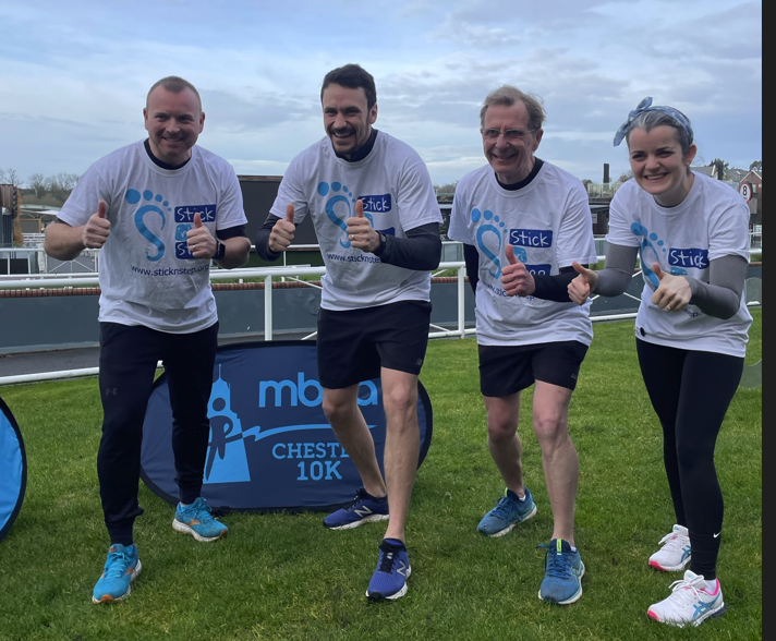 GraystonsLtd's tweet photo. A thumbs up to Sean and Lydia for completing the Chester 10K raising funds for @SticknStep1 https://t.co/4IHe2BS6c6