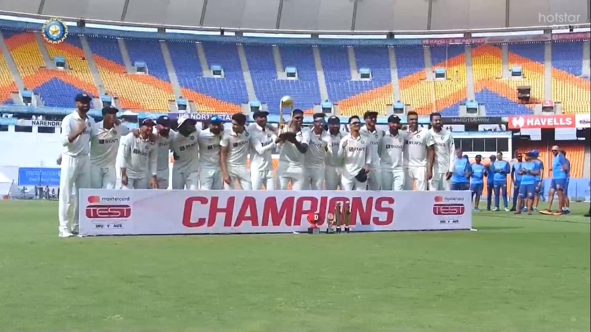 CHAMPIONS 🏆 of #BGT2023
Congratulations 🎉 to Team India 🇮🇳

#WTC2023 #wtcfinal #WTC23 #RohitSharma𓃵 #ViratKohli𓃵 #AUSvsIND #INDvsAUS4thTEST #BGT2023 #BGT23