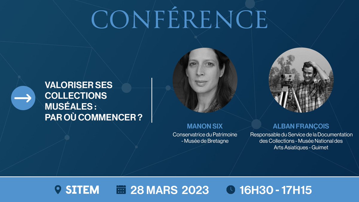 [Conférence] Retrouvez Arkhênum et le Musée de Bretagne ainsi que le Musée Guimet le mardi 28 mars prochain au salon SITEM pour une conférence exceptionnelle : 👩‍🏫 « Valoriser ses collections muséales, par où commencer ? »
sitem.fr/ateliers/valor… 

#conference #Collections