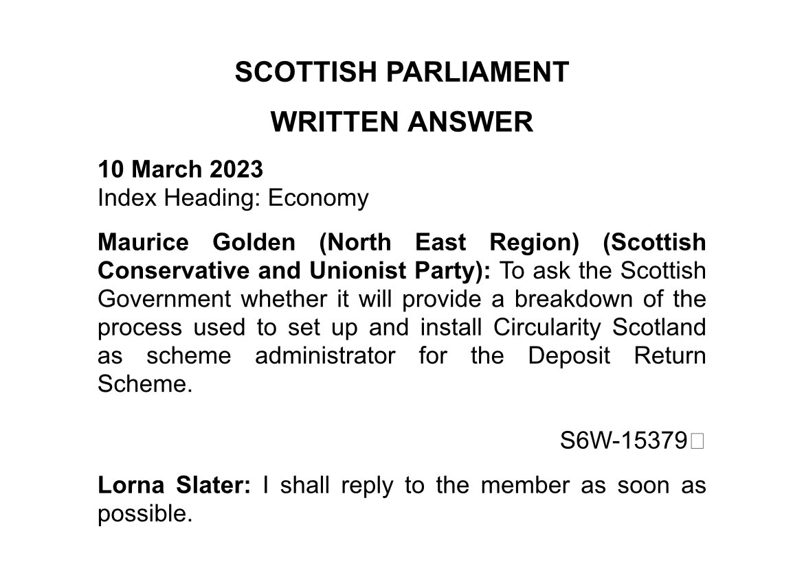 The Scottish Government are now struggling to answer even basic questions about the scheme administrator. They’re clearly not on top of this issue. #DepositReturn
