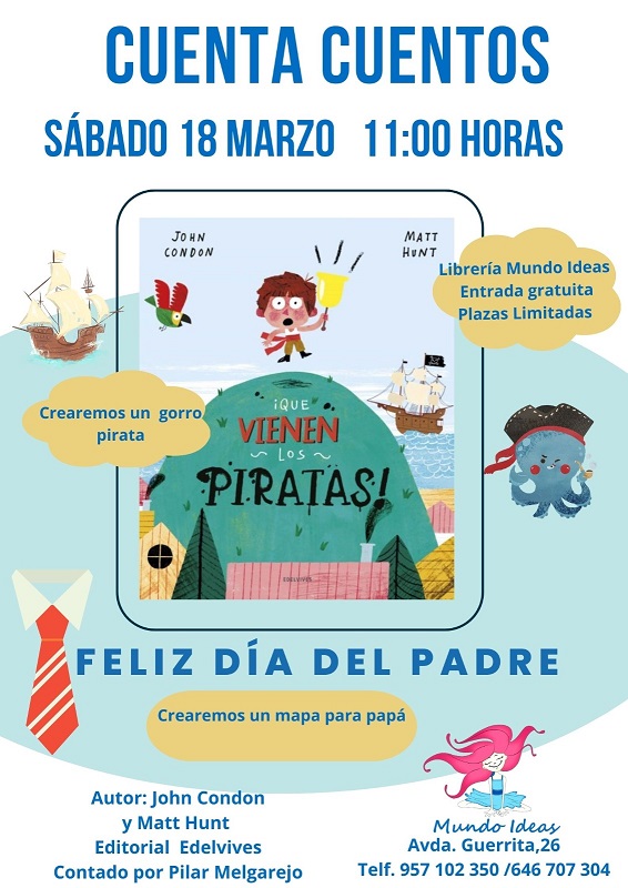 📣#Cuenta #Cuentos y Actividad📣, plazas limitadas,ENTRADA #GRATUITA, con reserva Actividad para niños entre 3 y 8 años
☎️ 646 70 73 04  (reserva tu plaza) Avenida de Guerrita, 26 14005
📨  libreria.mundoideas@gmail.com
🛒 tinyurl.com/3fym594p