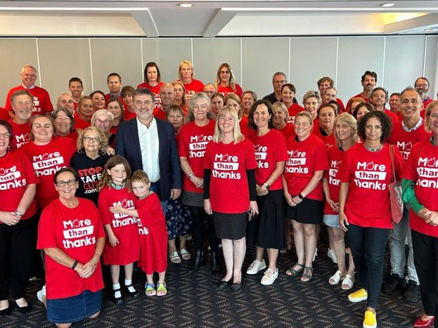 gaolteacher's tweet photo. @Dom_Perrottet Why not fund public education instead? Providing 100% SRS, enough teachers, discarding draconian wage cap, investing in TAFE would be better options - just saying @Dom_Perrottet #Morethanthanks #stopTAFEcuts https://t.co/YDa3dY89D8