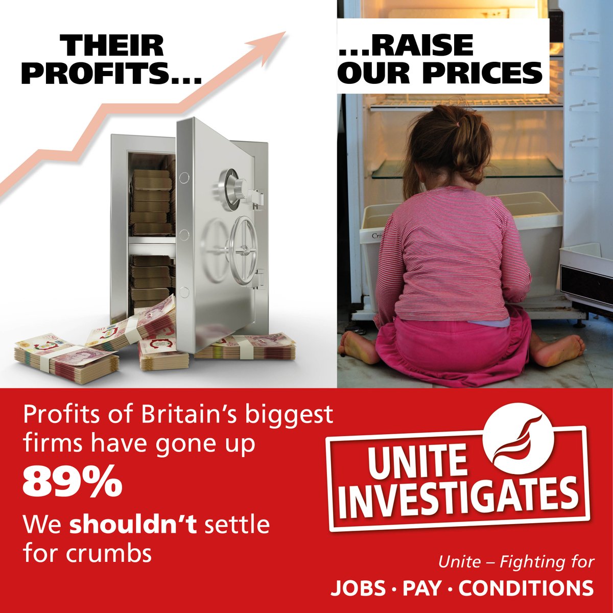 UniteSharon's tweet photo. When the profits of Britain’s biggest firms have spiked 89% don’t tell me the money isn’t there for the pay rises workers need and deserve. Our new Unite Investigates research exposes where and how the economy is being rigged against workers. Read here ➡️ https://t.co/3ZyHj9VmDI https://t.co/r0dRgBYYyS