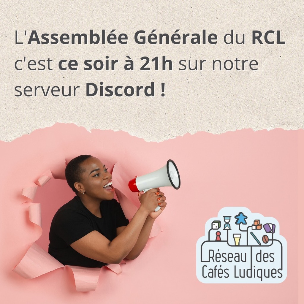 Notre Assemblée Générale se déroule ce soir à 21h sur Discord (ift.tt/txTMdwY).

#resauCL #cafesludiques #barajeux #cafeludique #AGduRCL #assembleegenerale