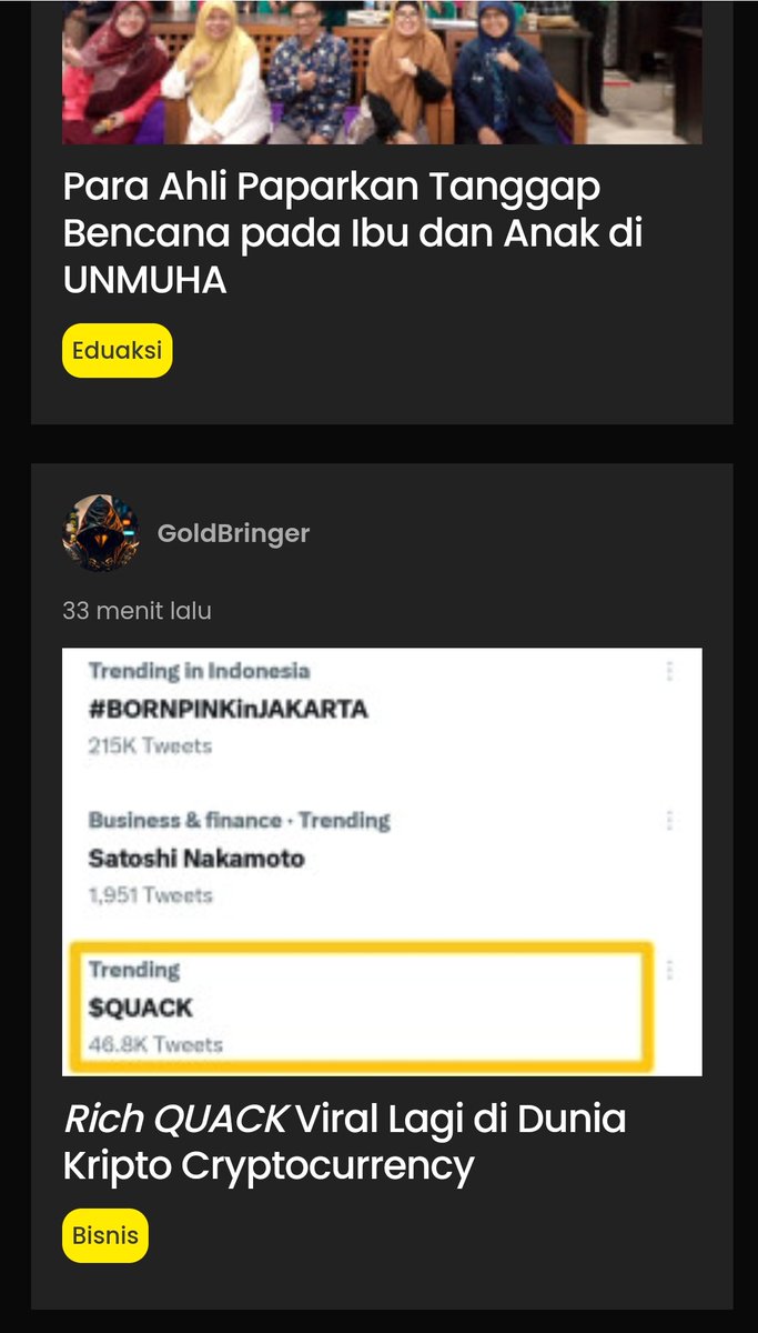GBRichQuack's tweet photo. Post is live now on #retizen #Republika with Bahasa Indonesia on bussiness category. 🙇♂️ My honour to be posted there.
Retizen Republika is one of the Best Indonesian Newspaper
https://t.co/VIaUEovmP3
#RichQUACK $QUACK #QUACKarmy #BNBChain @RichQuack https://t.co/LWmu3riNnO