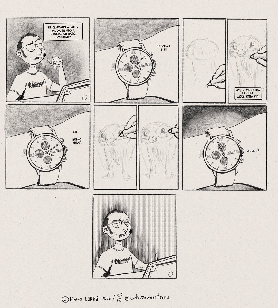 Comparte y da like a esta tira si entiendes cómo funcionan los viajes en el tiempo.
--
Las aventuras de Calavera Meteoro, una tira nueva cada lunes 
--
#comic  #tiracomica #manerobrushes #comicespañol #humorgráfico #ilustracion #anurognathus #dibujo #comedia #risas #tirascomicas