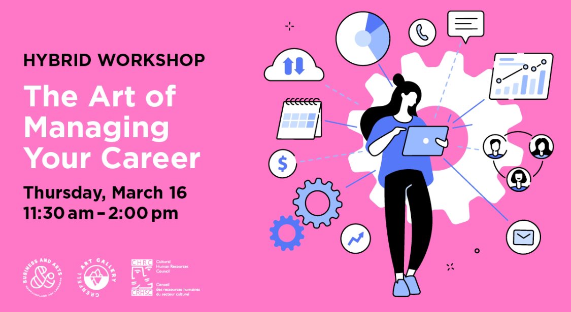 We’re hosting <a href="/CulturalHRC/">CHRC | CRHSC</a> The Art of Managing Your Career this Thursday w <a href="/BizArtsNL/">Business and Arts NL</a> . Register to attend in person on <a href="/grenfellcampus/">Grenfell Campus</a>  or remotely here: eventbrite.ca/e/the-art-of-m…  #ArtsNL <a href="/BerniceCBC/">Bernice Hillier</a>