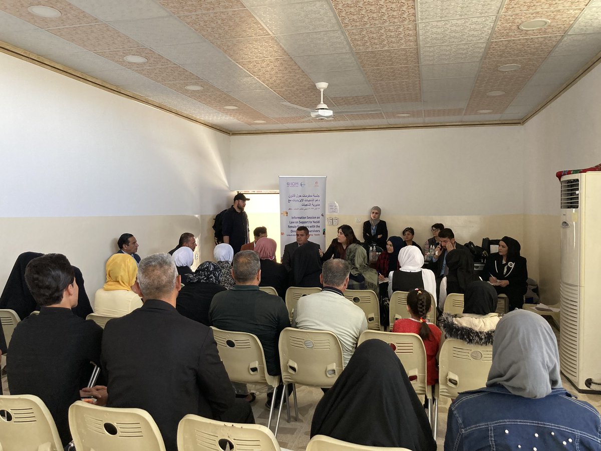 Turkmen survivors in Talafar discuss ongoing application process for Yazidi Survivors Law benefits w/ reps of Directorate for Survivors Affairs. Several orphans do not even have IDs. Many missing family members &amp; injured within the community without acces to Law 20 compensation.
