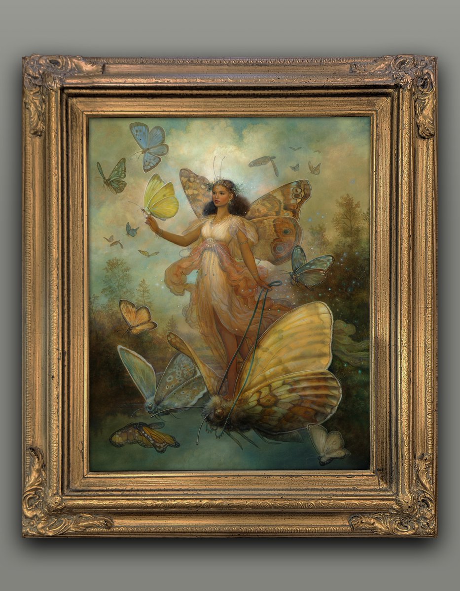 "On Velvet Wings" 14x18 inches, oil on wooden panel (sold) currently on view at Haven Gallery 🦋