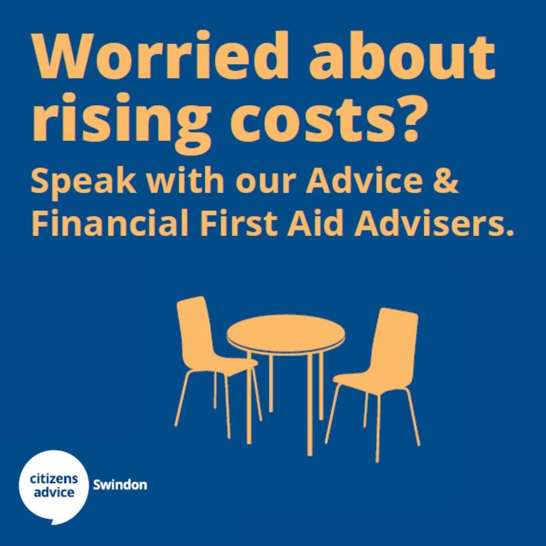 Are you worried about rising household costs? 
Come and speak to one of the <a href="/SwindonCAB/">Citizens Advice Swindon</a> Financial First Aiders:
West Swindon Library: Monday 20th March, 9.30am - 1pm
No booking required, just drop in.
