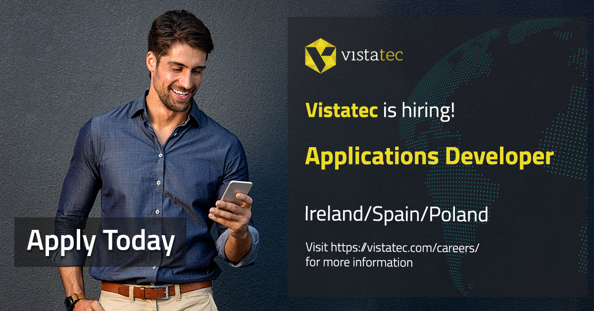 VistatecGlobal's tweet image. Vistatec is #hiring vistatec.com/careers/ We are seeking an Applications Developer to join our ATG team. This is an exciting opportunity to join a compact development team focused on providing cloud-based systems that deliver value to end customers. #ApplicationsDeveloper