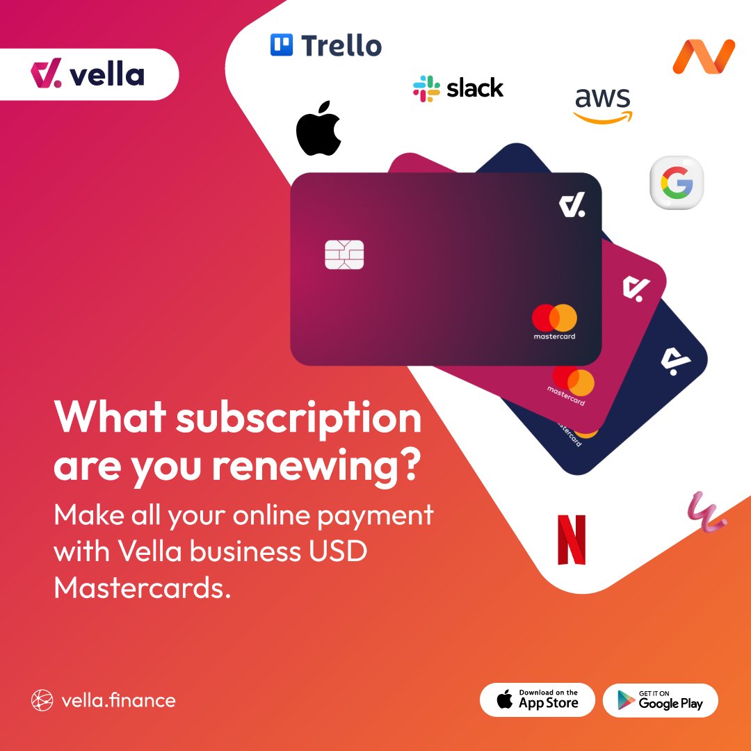 GetCarbonBiz's tweet photo. Are you struggling with subscription payments? 

Use Vella business USD cards today. 

We have business USD and naira cards available.

Click on the link in bio https://t.co/BpZJmW8WzW