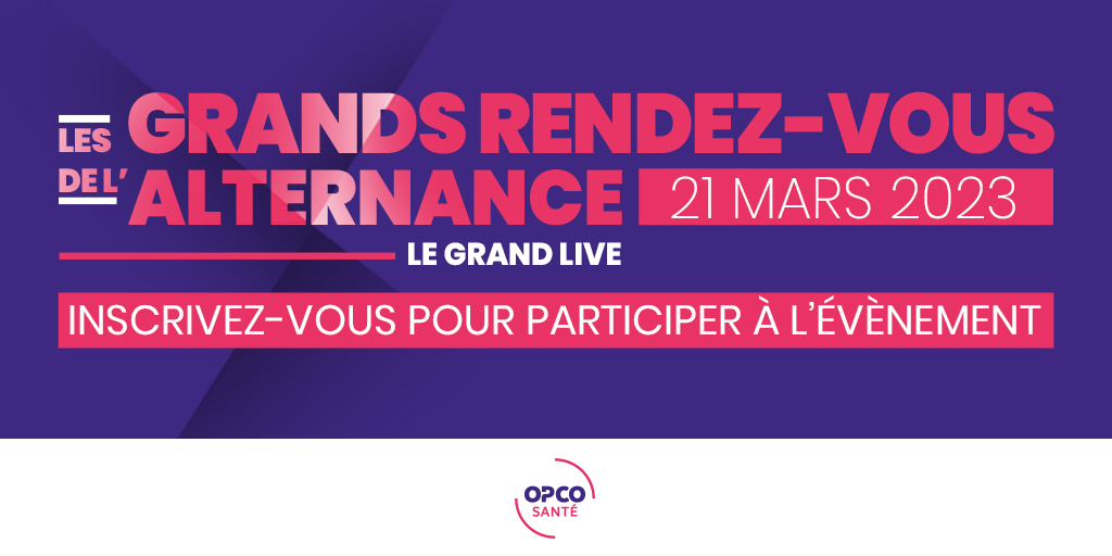 [#Alternance] Inscrivez-vous au Grand live - 21 mars à 10h ⏰ Des pistes de réfléxion issues de 12 grands rendez-vous régionaux  + des actions déployées  par l'OPCO Santé en 2023 seront partagées. Inscrivez-vous ! ow.ly/OuI750NfEB7

 #formation #apprentissage #santé
