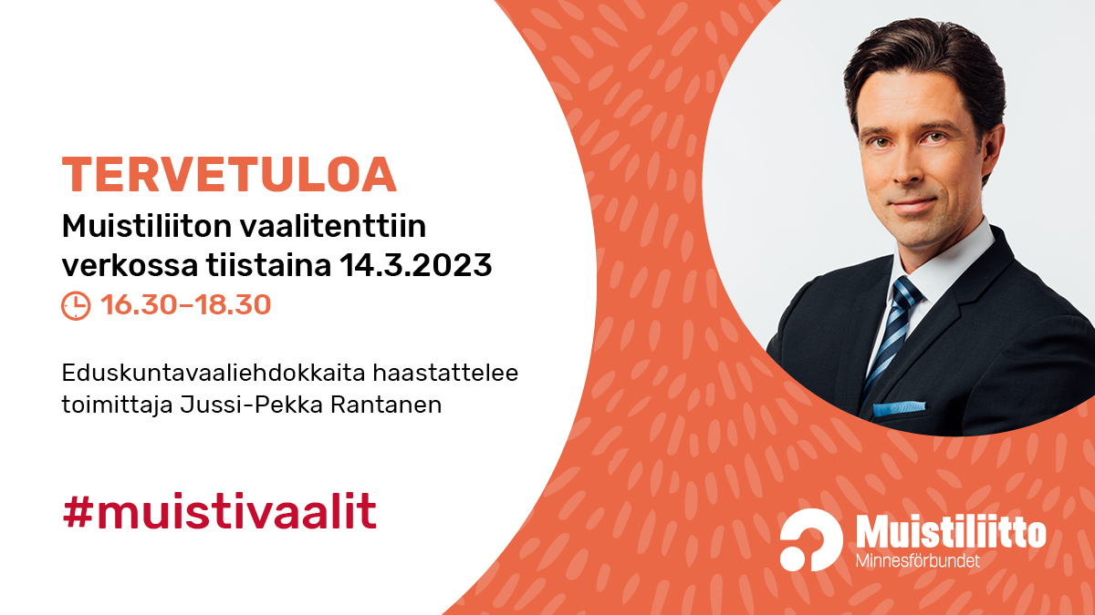 Muistiliitto's tweet photo. Tervetuloa kuulolle vaalitenttiimme huomenna!

Ehdokkaista mukana ovat @NinaafHallstrom, Kaarina Järvenpää, @AnttiRinnepj, @sarisarkomaa, @Titta_Hiltunen, Maritta Wasström, @LindgrenMinna ja @arilanamaki.

https://t.co/jkEF5LZh80

#muistivaalit #eduskuntavaalit2023 https://t.co/WALPj7Sgao