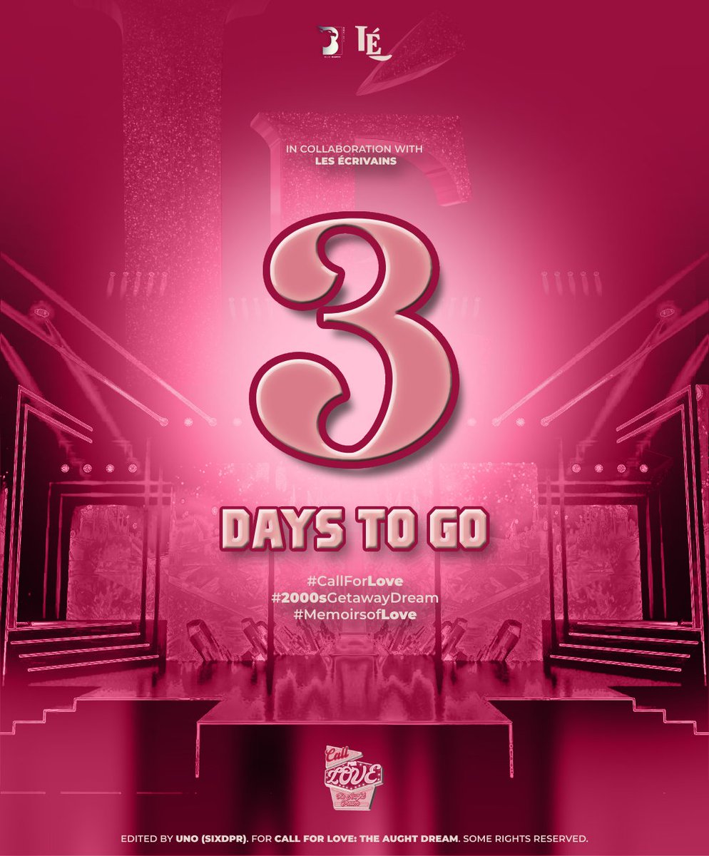 ㅤ
ㅤ 
                             3 DAYS TO GO! 

Stirring up something in collaboration with <a href="/LESECRIVAINS_RP/">LES ÉCRIVAINS</a>! Clue? Letters. Catch LES ÉCRIVAINS at the "Call for Love: The Aught Dream" this March 16 to 19! See you, dreamers.   
ㅤ 
ㅤ