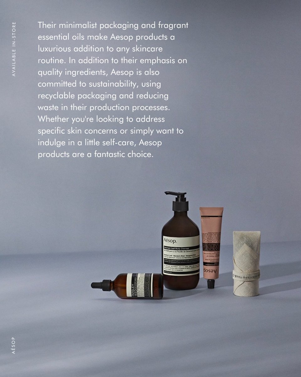 mavenry_mt's tweet photo. Come and experience the luxurious @aesopskincare  range at MAVENRY, The Point, #Sliema. Indulge in the aromatic fragrances and pamper your skin with their high-efficacy, sensorial #vegan products. 

#Mavenry #ThePoint #Aesop #Skincare https://t.co/W9FJFi68nI