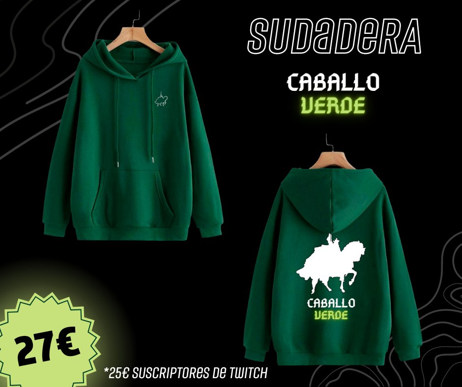CaballoVerdeTOL's tweet photo. 🤩ROPA 'CABALLO VERDE'🐎🟢

🤠Quieres sentirte como un verdadero Jinete? Ya están a la venta las primeras prendas del canal!

😁Si estás interesado escribe a caballoverdetoledo@gmail.com y nos ponemos en contacto!

💸Precio general: 11€ y 27€
🥳Precio suscriptor: 10€ y 25€ https://t.co/Qw4TltmFfa
