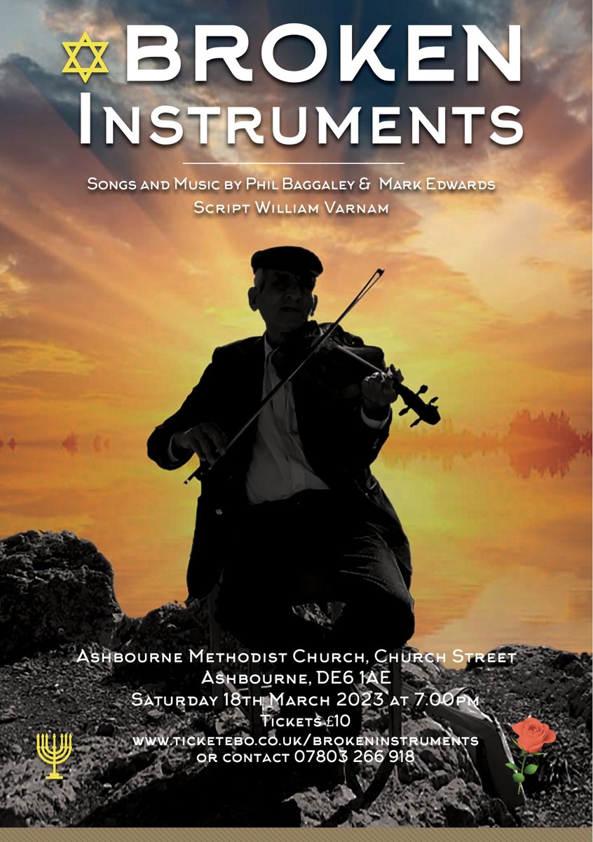 This Saturday evening, we are pleased to host "Broken Instruments" 

Featuring live music, storytelling, and original songs, we'll hear the recollections of musician, luthier, and Holocaust survivor Ari Vander.

Full details and tickets online at
ashbournemethodist.org.uk/events