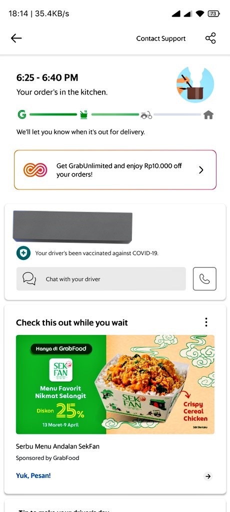 budibandenk's tweet photo. @GrabID min ini udah pesen dari jam 4 sore kaga jalan2x helep helep dari laper ampe jadi kaga laper https://t.co/Hz2pmBVbMc