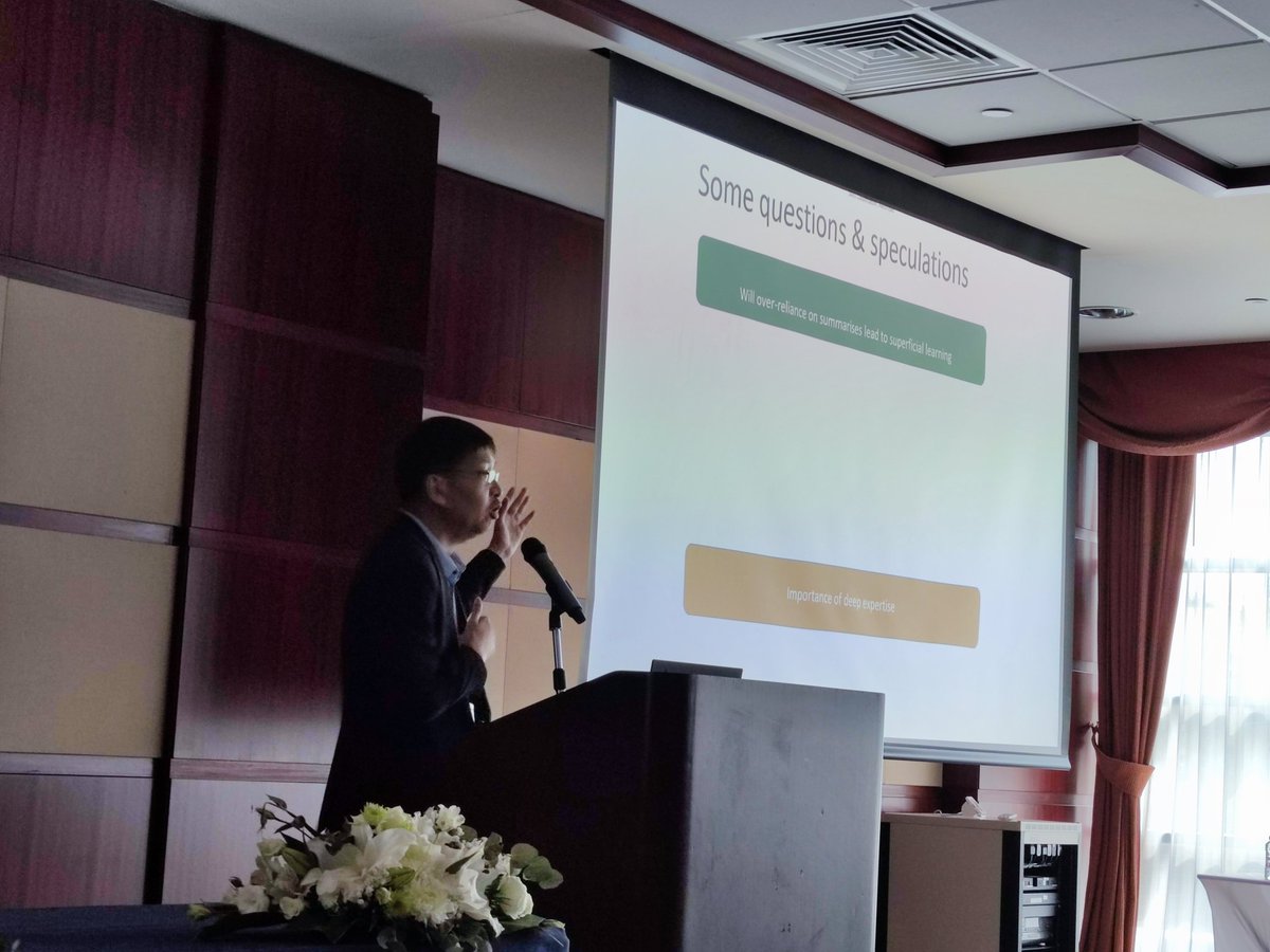 Will an over reliance on AI-generated summaries create a generation of people who don't truly understand things? <a href="/aarontay/">Aaron Tay</a> 
#IATUL2023