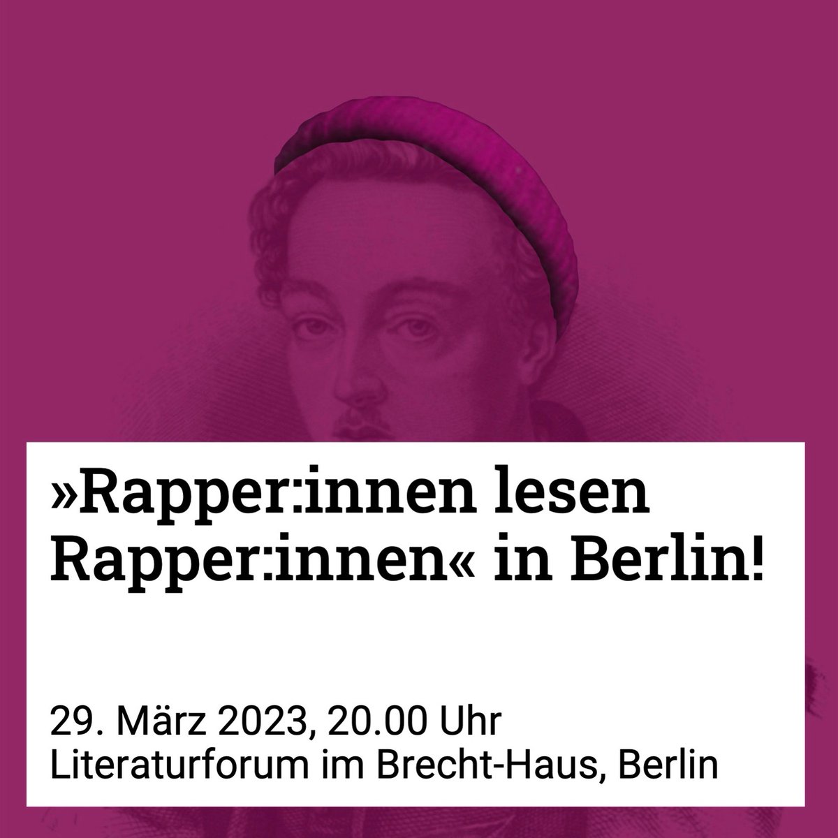 Auftaktveranstaltung: Seit 2016 bringt das Format »Rapper lesen Rapper« Raptexte auf die Bühnen der Literaturhäuser und Theater. Moderator Heinrich Himalaya und DJ Olinclusive laden Rapper:innen dazu ein, selbst gewählte Lyrics von Kolleg:innen als literarische Texte vorzutragen.
