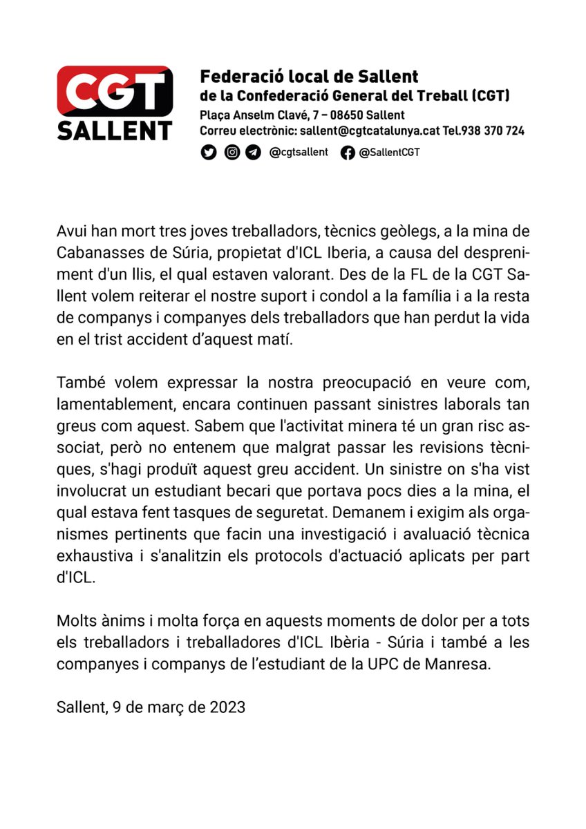 taulallobregat.org/decreixer-hem-… No acabem d’entendre que, en un món amb una  robòtica tan avançada, tres  geòlegs molt joves  hagin de perdre la vida. Ens agradaria saber quin contracte tenien i què cobraven. És normal que facin tasques de seguretat estudiants en pràctiques?
