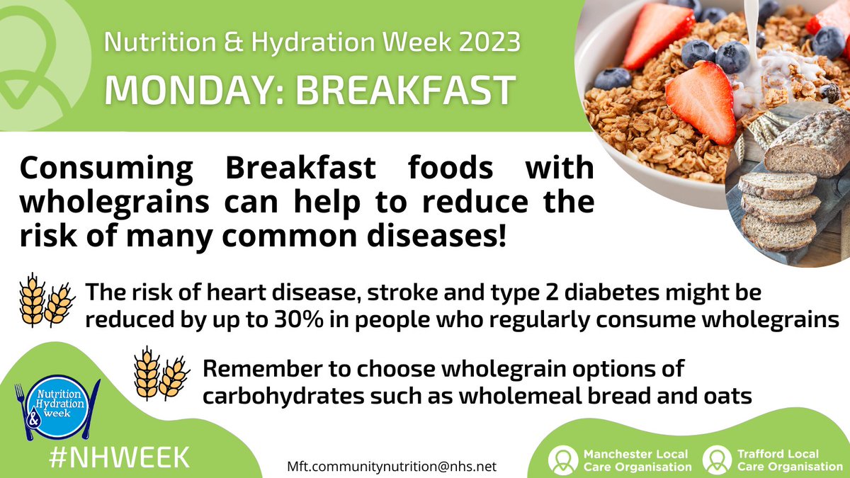 For <a href="/NHWeek/">N&H Week</a>, our fantastic Community Nutrition team <a href="/CNSmcr/">Community Nutrition Service</a> have put together some themed tips and facts for each weekday.

First up is Monday, with a focus on breakfast! #NHWeek 🥣