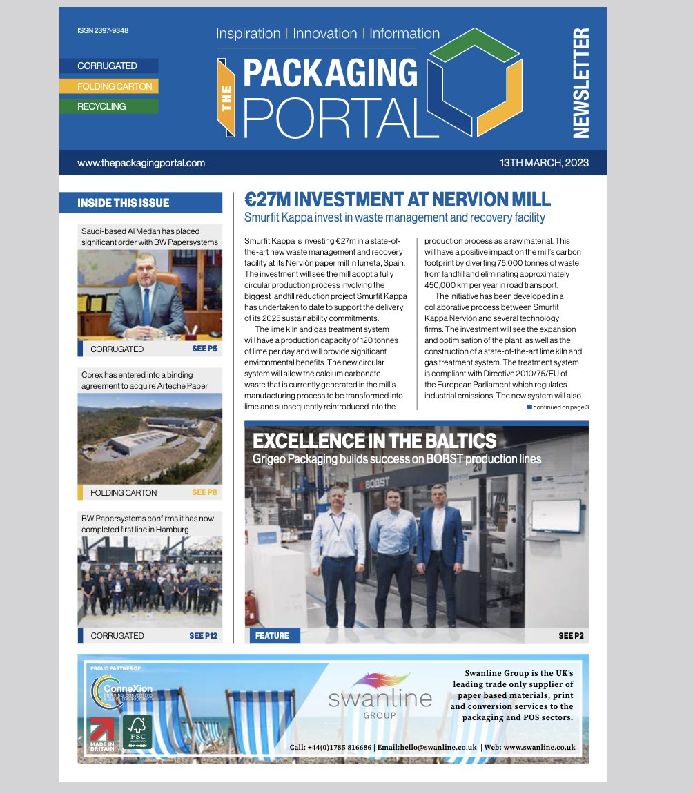 The 13th March "The Packaging Portal" is available online now! thepackagingportal.com/digital-issues/

<a href="/smurfitkappa/">Smurfit Westrock</a> <a href="/BWPapersystems/">BW Papersystems</a> <a href="/BOBSTglobal/">BOBST</a> <a href="/indevcogroup/">INDEVCOGroup</a> <a href="/koenigandbauer/">Koenig & Bauer</a> <a href="/Heideldruck/">Heidelberger Druck</a> <a href="/VPKUK_Ireland/">VPK UK & Ireland</a> <a href="/Andritz/">Andritz Group</a> <a href="/Pro_Carton/">Pro Carton</a> <a href="/Eskocompany/">Esko</a> <a href="/ScodixSense/">Scodix</a> <a href="/duraweld/">Duraweld</a> #corrugated #foldingcartons