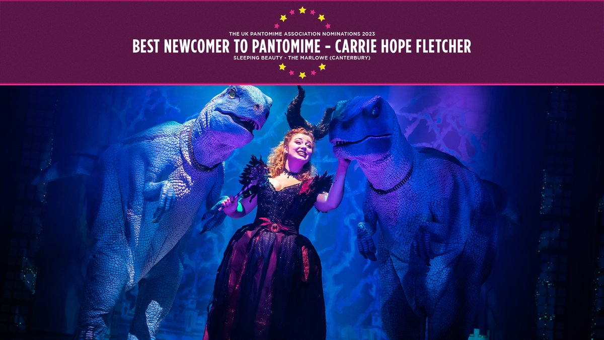 EvolutionProdUK's tweet photo. Sleeping Beauty at The Marlowe Theatre in Canterbury (@marlowetheatre). We are delighted to be nominated for Best Pantomime (over 900 seats), Best Director, Best Dame (@ben_roddy ), and Best Newcomer to Pantomime (@CarrieHFletcher). https://t.co/RcmApsxK9M