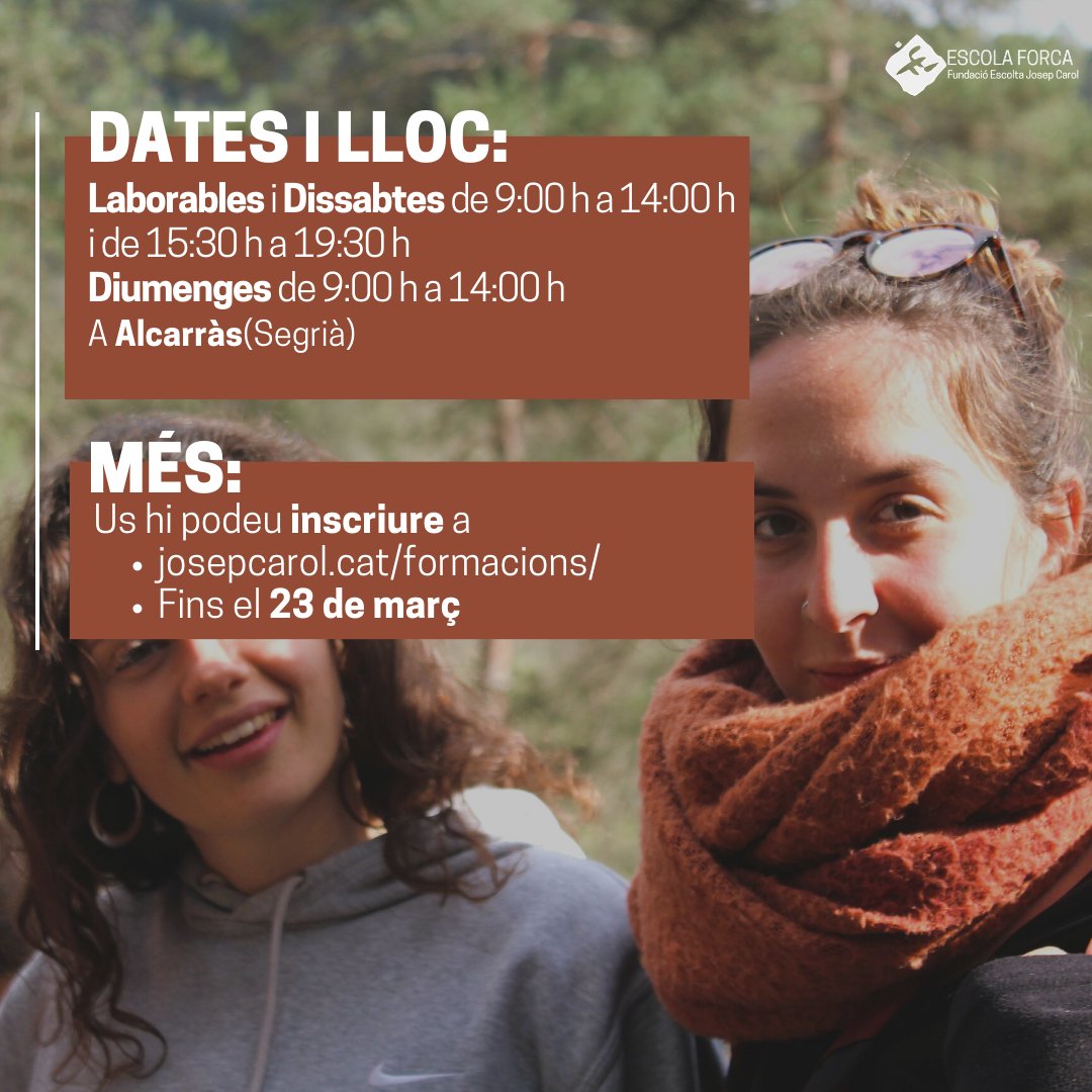 FundacioEJC's tweet photo. #EscolaForca | 📢 Curs de monitors/es a Alcarràs

🗓️ Intensiu de primavera
📍A Alcarràs, al Segrià
🔗https://t.co/XJfXE50FEm

@jovesegria
 #cursdemonis #educarpertransformar #educaciolleure #escolaforca #segrià #Alcarras https://t.co/cY2g2zqgRH