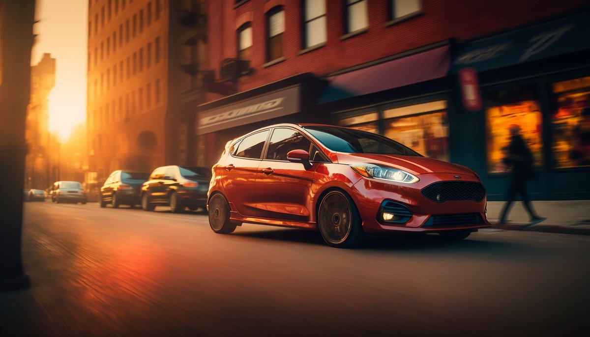 Shaunn84's tweet photo. Imagined my Ford Fiesta at sunset 
#photo #photography #AIart #sunset #Ford https://t.co/I2huks9bFT
