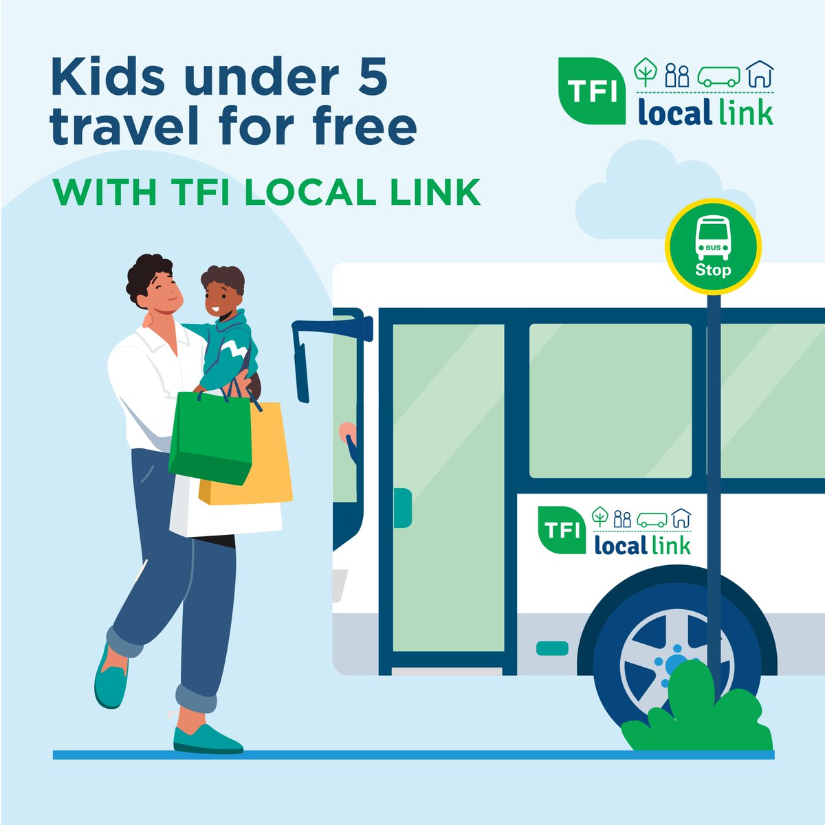 TFILocalKerry's tweet photo. ๐ Good News ๐
Kids under 5 travel for free with TFI Local Link Kerry. ๐
๐ฑ 066-7147002
๐ง bookings@locallinkkerry.ie
๐ฅ๏ธ https://t.co/nbQOnEu3Fs
#ruraltransport #sustainability #tfiupdates #locallinkkerry https://t.co/NTPQ5rdLat