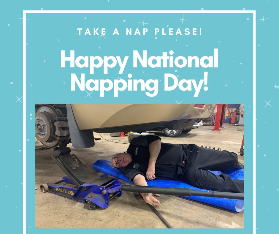 LousCarCare's tweet photo. Joe found the perfect spot! We're always a little tired the day after Daylight Saving Time. We almost didn't see him.  #nationalnappingday #sleep #rest #louscarcare #lounge #zzz https://t.co/zgiuJfTgcr