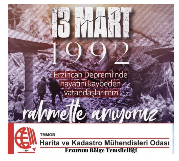 13 Mart 1992 Büyük Erzincan depreminde yaşamını yitiren tüm vatandaşlarımıza rahmet diliyoruz.Aynı acıların ülkemizin hiç bir köşesinde tekrar yaşanmamasını temenni ediyoruz.