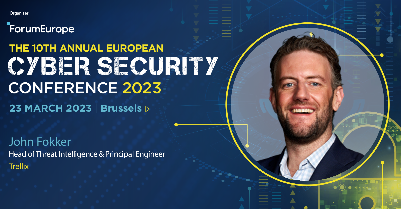 ForumEurope's tweet photo. Are you looking forward to #EUCyberSec as much as we are? Another name has joined our high-level speaker line-up ⤵️

Head of Threat Intelligence &amp; Principal Engineer @Trellix @John_Fokker. Thanks to Trellix for partnering with us for the special 10th edition of this conference.