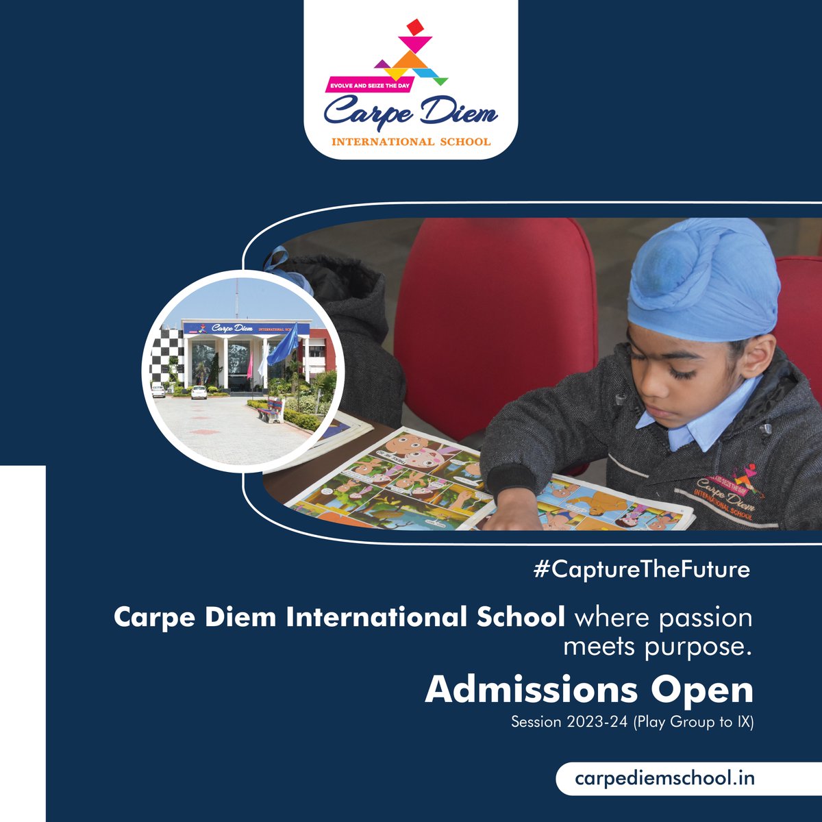 SchoolCarpeDiem's tweet image. We strive to provide a safe and inclusive environment that promotes love for learning and fosters a sense of community among our students. 

🎓: Admissions Open
📚: Session 2023-24 | Play Group to IX

#CaptureTheFuture #StriveToEnhance #CarpeDiemInternationalSchool
