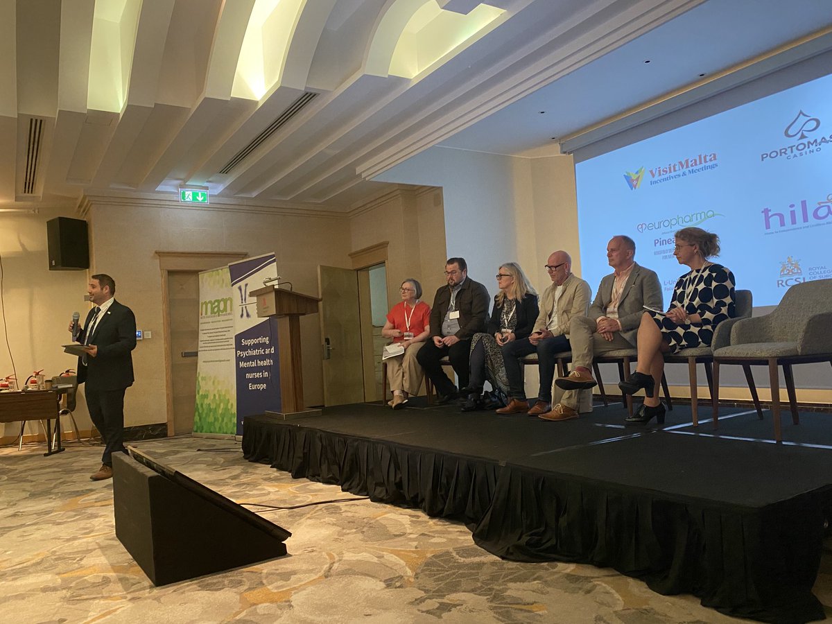 AislingCulhane's tweet photo. Panel discussion on the publication of Advanced Practice in Mental Health #horatiomalta2023 ⁦@NinaKilkku⁩ ⁦@Cillmurry⁩ ⁦@ThomasKearns12⁩ ⁦@TomasPetr12⁩ ⁦@AlexeiSammut⁩ ⁦@PNA_IRL⁩ https://t.co/I0glGDjEV8