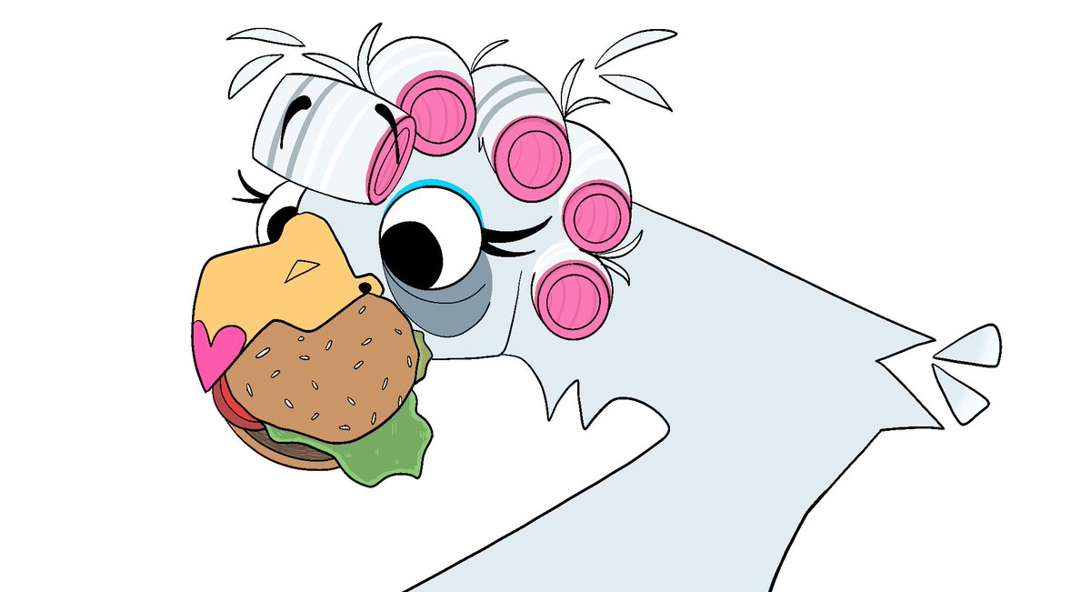BinChickensGame's tweet photo. Happy #Friday Everyone! 

Cerys is having her friday treat, a cheeseburger she stole from an unsuspecting child! 🍟🥰 

#indiedev #gamedev #gamedevelopment #indiegame #FridayFeeling #conceptart https://t.co/rPsJz0kqjd