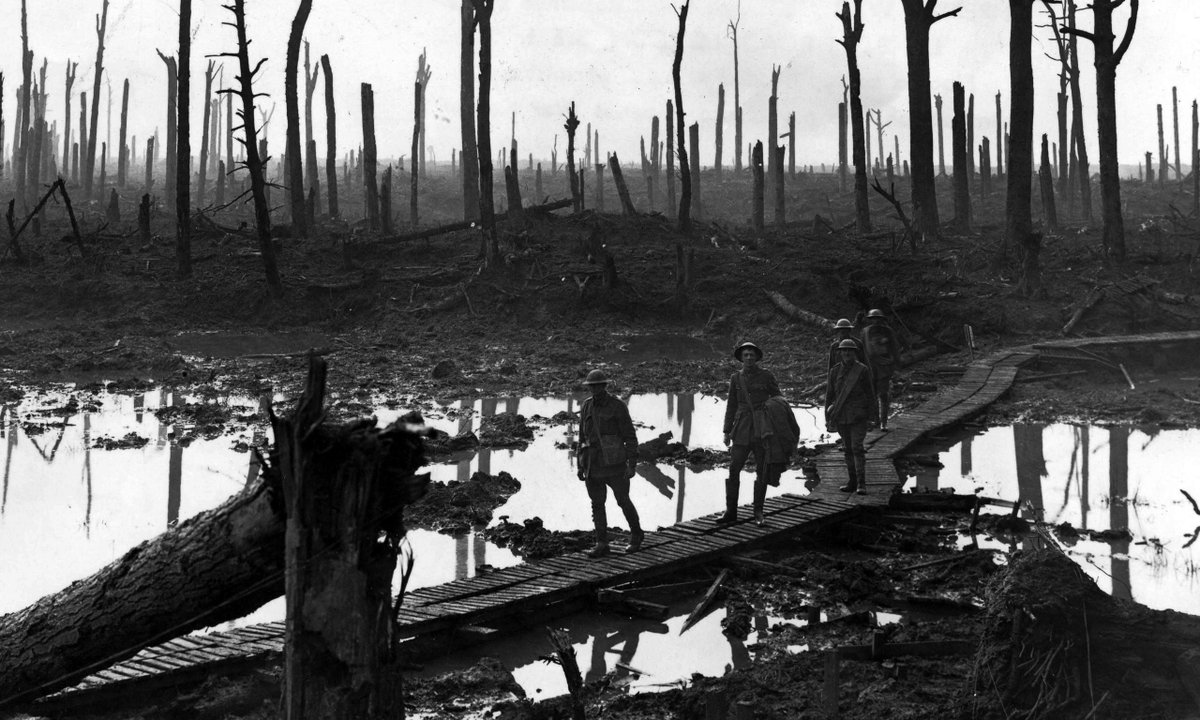 k_kinrade's tweet image. My grandfather was a stretcher bearer at #Passchendaele. They went in at night and if one hand wasn't on the pack of the man in front you could slide off the duckboards and drown in the muddy shellholes. #ww1