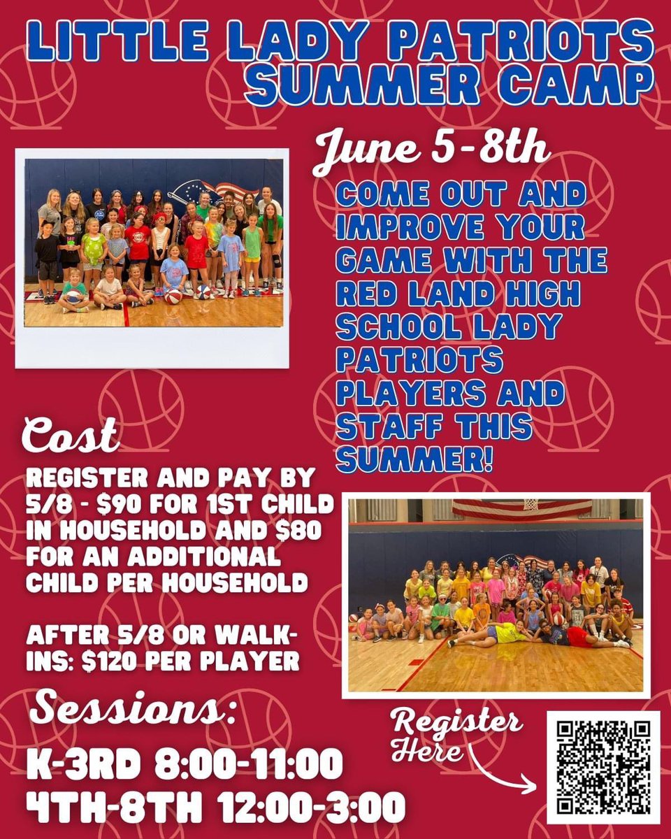 It's time! Registration is now open for the 2023 Little Lady Patriots Camp. Please see the below flyer for more information and register here: forms.gle/WeT7quNKcxuRT2… 

We can't wait to see you in June! Let's go Patriots!